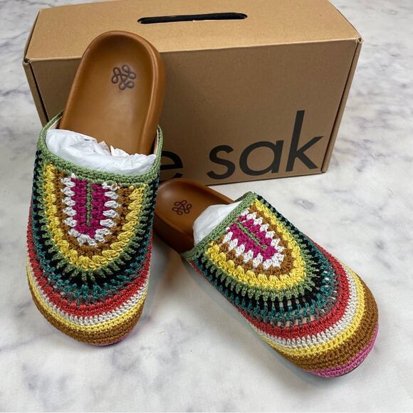 The Sak Bolinas Island Dust Crochet Slip On Clogs NWB - Picture 1 of 11